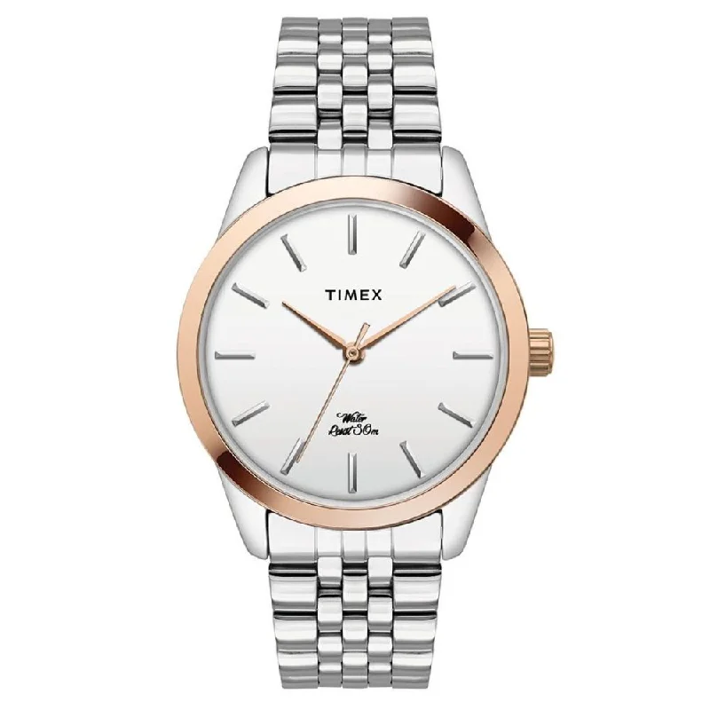 Timex E Class Women's Silver Dial Round Case 3 Hands Function Watch -TWEL13101