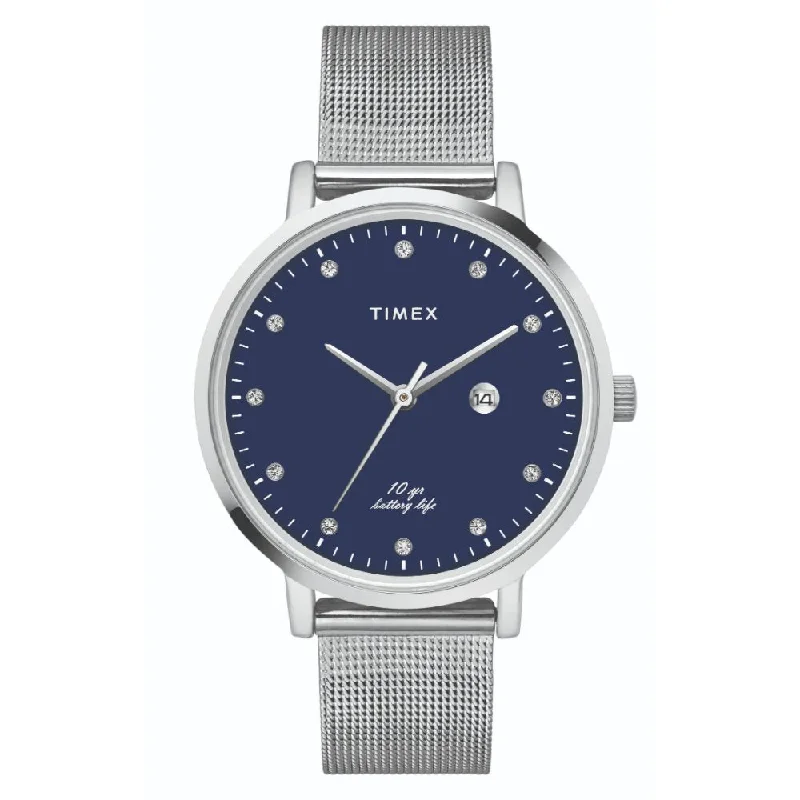 Timex Empera Women's Blue Dial Round Case 10 Year Battery Life + Date Function Watch -TWEL12906