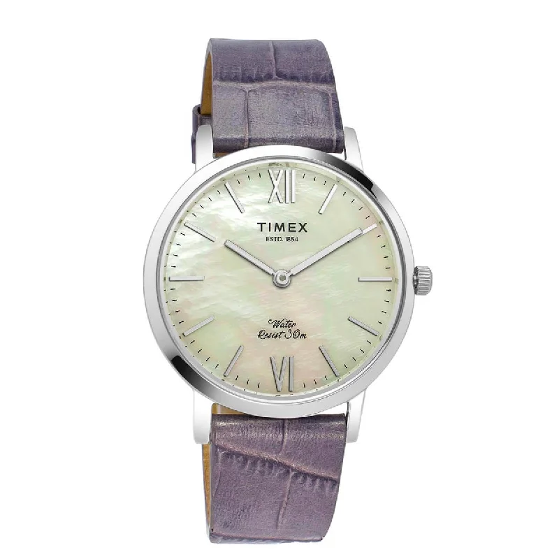 Timex Empera Women's Mother Of Pearl Dial Round Case 2 Hands Function Watch -TWEL12600