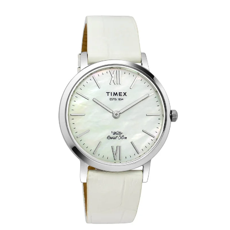 Timex Empera Women's Mother Of Pearl Dial Round Case 2 Hands Function Watch -TWEL12601