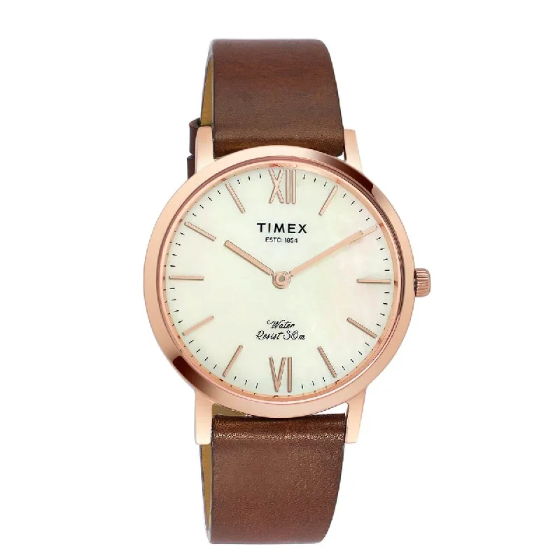 Timex Empera Women's Mother Of Pearl Dial Round Case 2 Hands Function Watch -TWEL12603