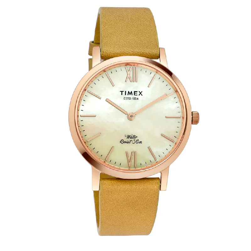 Timex Empera Women's Mother Of Pearl Dial Round Case 2 Hands Function Watch -TWEL12604