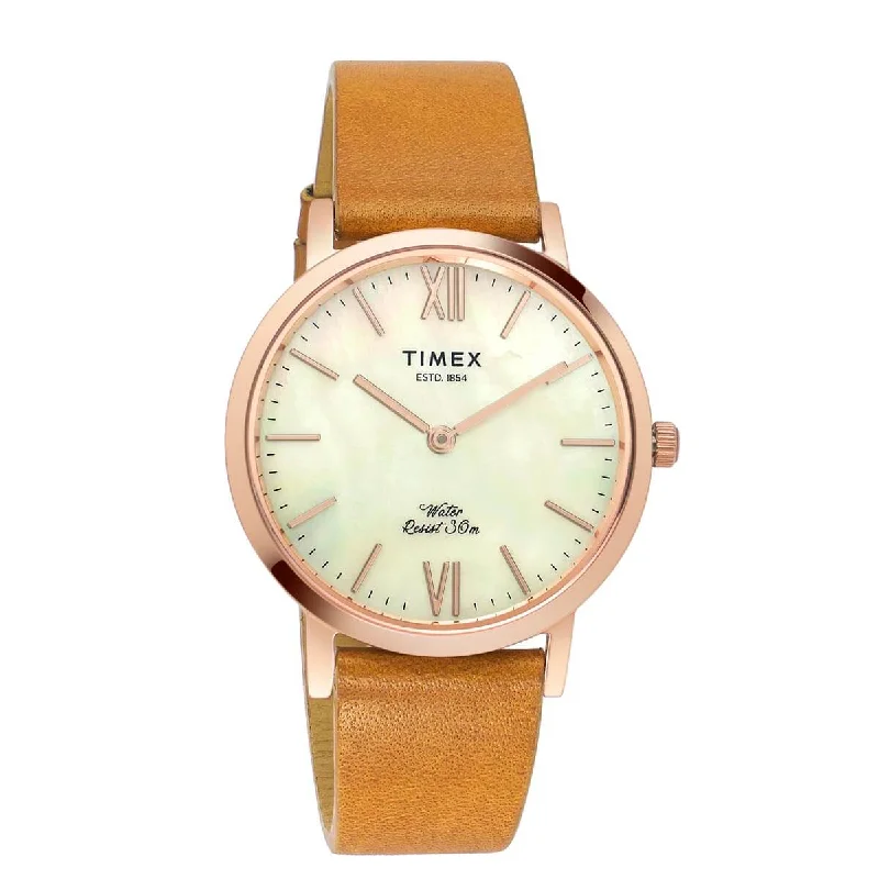 Timex Empera Women's Mother Of Pearl Dial Round Case 2 Hands Function Watch -TWEL12605