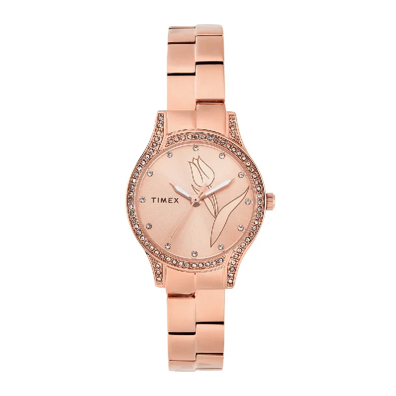 Timex Empera Women's Rose Gold Dial Round Case 3 Hands Function Watch -TW0TL9503