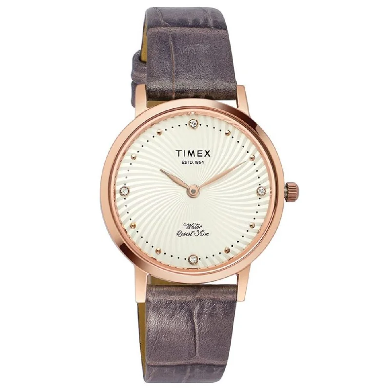 Timex Empera Women's Silver Dial Round Case 2 Hands Function Watch -TWEL12701