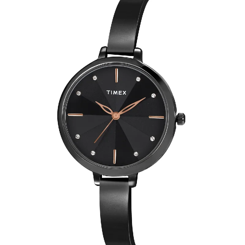 Timex Fashion Collection Premium Quality 3 Hands Women Analog Black Dial Coloured Quartz Watch, Round Dial With 34 Mm Case Width - TWEL128SMU06