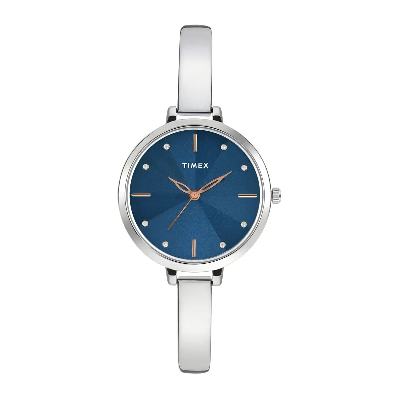 Timex Fashion Collection Premium Quality 3 Hands Women Analog Blue Dial Coloured Quartz Watch, Round Dial With 34 Mm Case Width - TWEL128SMU04