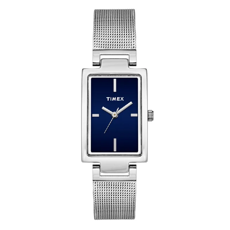 Timex Fashion Women's Blue Dial Rectangle Case 3 Hands Function Watch -TWEL11307