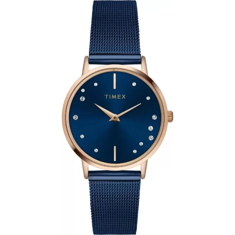 Timex Fashion Women's Blue Dial Round Case 2 Hands Function Watch -TWEL15604