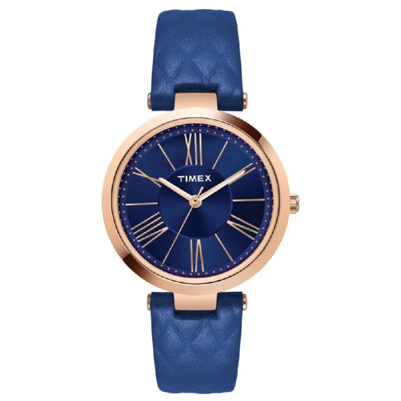 Timex Fashion Women's Blue Dial Round Case 3 Hands Function Watch -TWEL11803