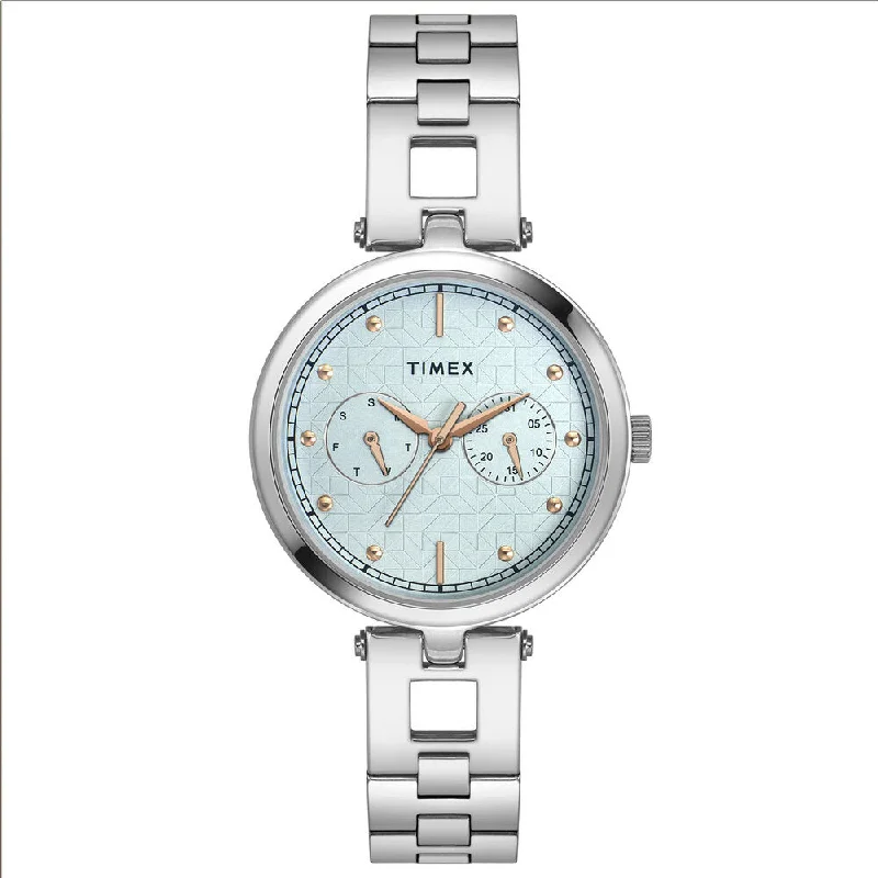 Timex Fashion Women's Blue Dial Round Case Day Date Function Watch -TWEL16600