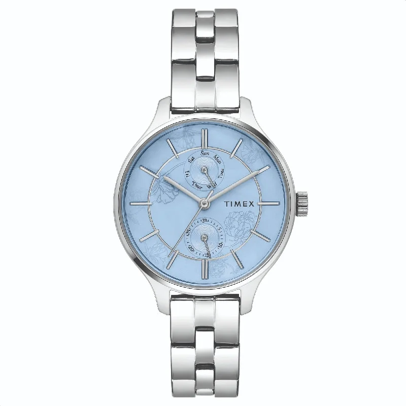 Timex Fashion Women's Blue Dial Round Case Multifunction Function Watch -TWEL14801