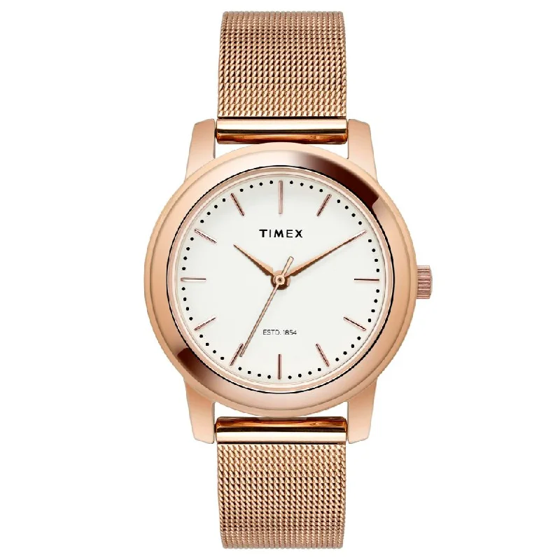 Timex Fashion Women's Connected Silver Dial Round Case 3 Hands Function Watch -TW000W110