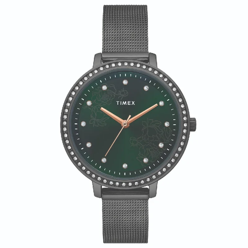 Timex Fashion Women's Green Dial Round Case 3 Hands Function Watch -TWEL14704