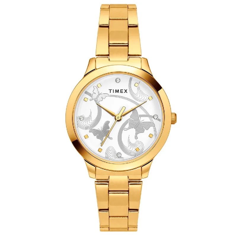 Timex Fashion Women's Quartz Analog Silver Dial Round Case 3 Hands Function Watch -TW000T635