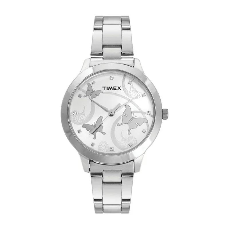 Timex Fashion Women's Silver Dial Round Case 3 Hands Function Watch -TW000T606