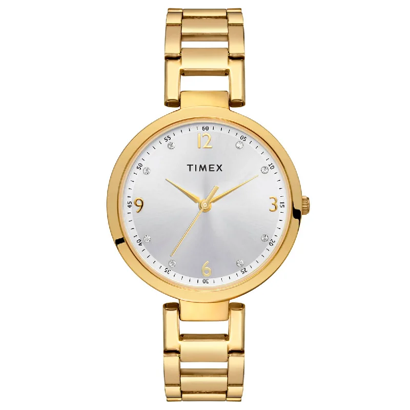 Timex Fashion Women's Silver Dial Round Case 3 Hands Function Watch -TW000X234