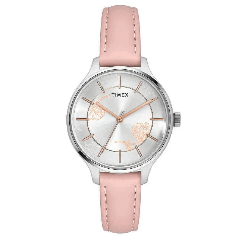 Timex Fashion Women's Silver Dial Round Case 3 Hands Function Watch -TWEL14805