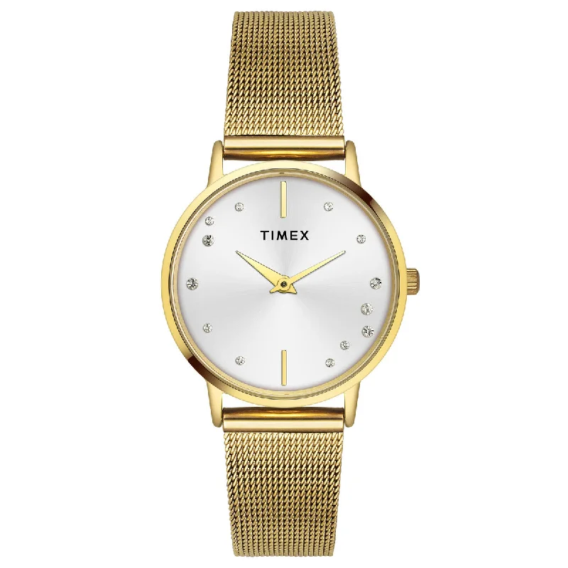 Timex Fashion Women's Warm Silver Dial Round Case 2 Hands Function Watch -TWEL15601