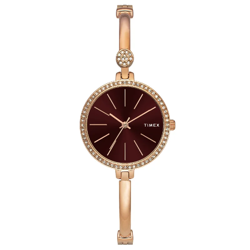 Timex Fria Women Brown Dial Round Analog Brass Dial Watch- TWEL18403