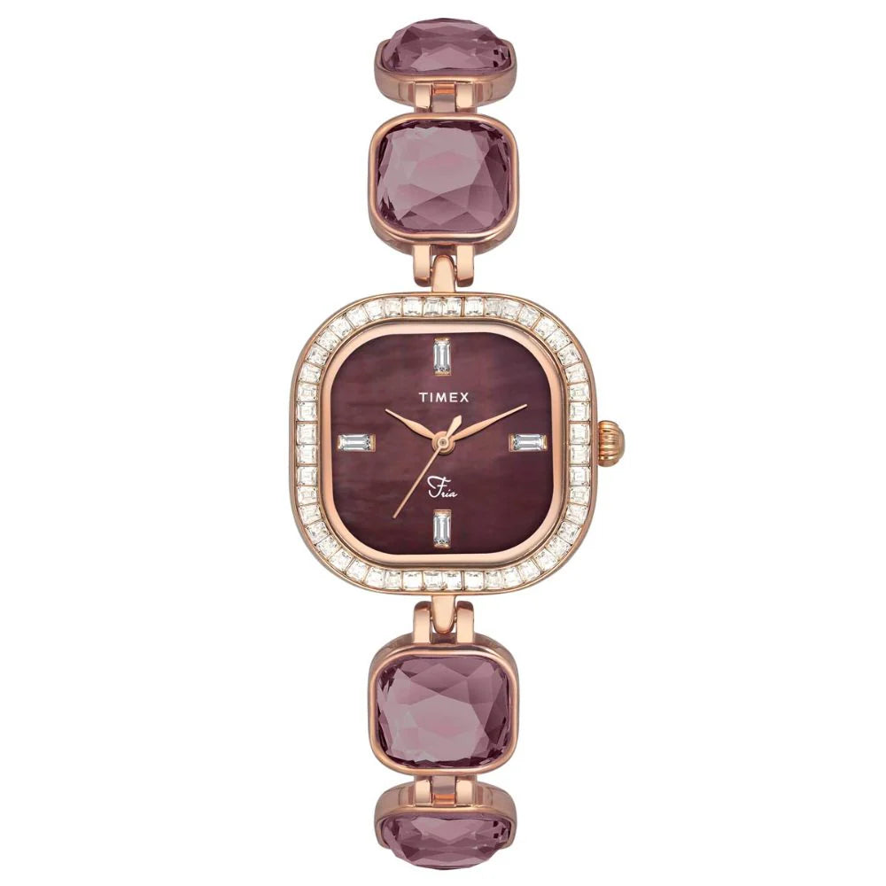 Timex Fria Women Burgundy Square Analog Watch - TWEL17102