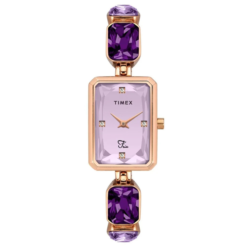 Timex Fria Women Lavender Rectangular Analog Watch - TWEL16901