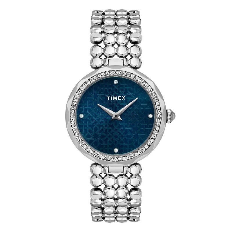 Timex Fria Women's Blue Dial Round Case 2 Hands Function Watch -TWEL13906