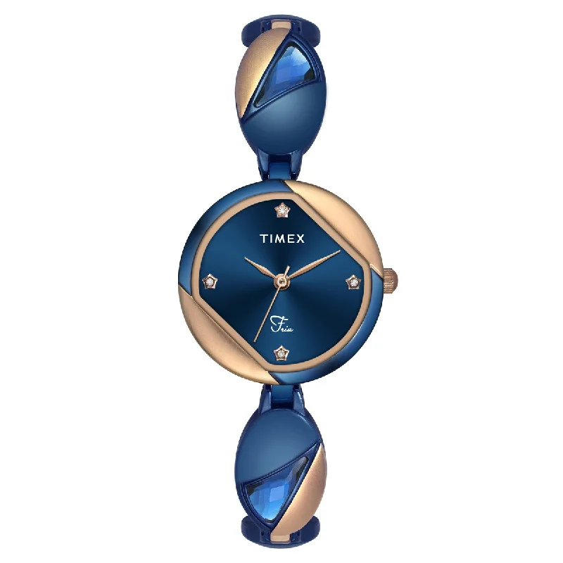 Timex Fria Women's Blue Dial Round Case 3 Hands Function Watch -TWEL16304