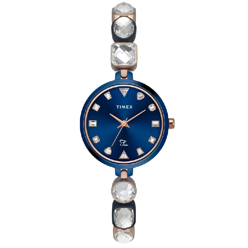 TIMEX FRIA WOMEN'S BLUE DIAL ROUND CASE 3 HANDS FUNCTION WATCH TWEL17303