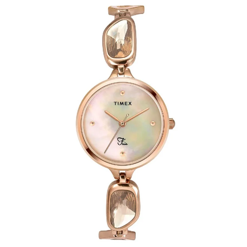 Timex Fria Women's Mother Of Pearl Dial Round Case 3 Hands Function Watch -TWEL15902