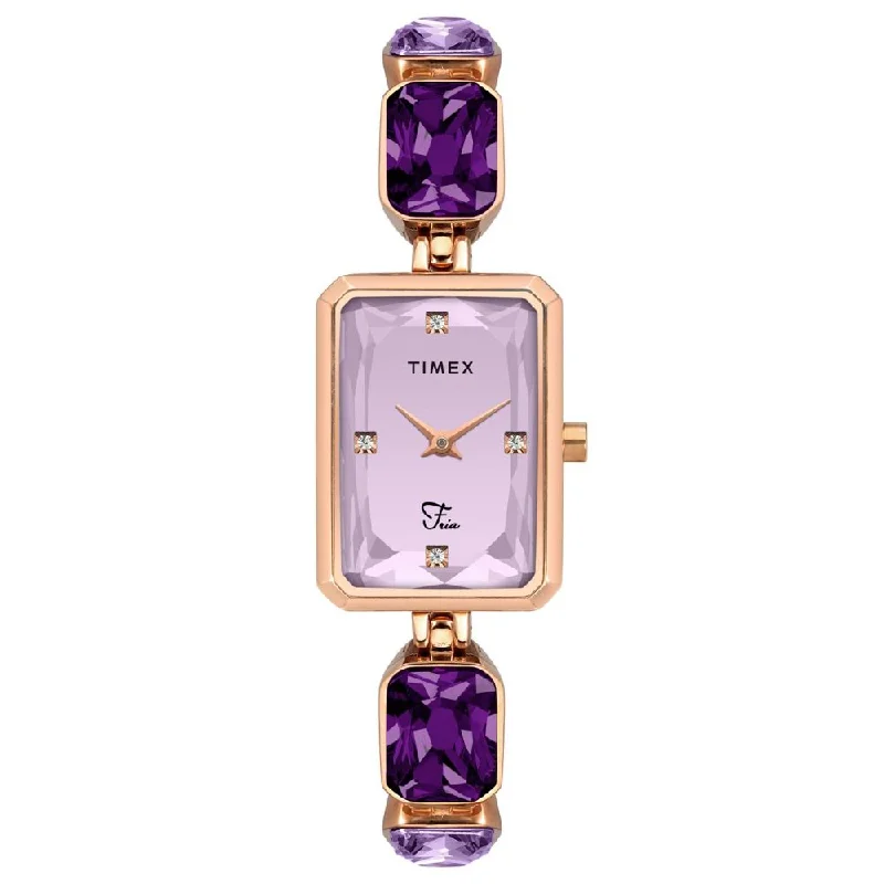 TIMEX FRIA WOMEN'S PURPLE DIAL ROUND CASE 2 HANDS FUNCTION WATCH TWEL16901