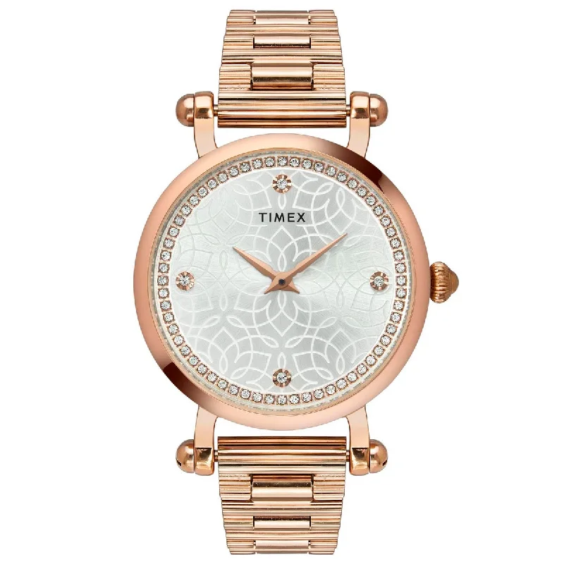 Timex Fria Women's Silver Dial Round Case 2 Hands Function Watch -TWEL14301