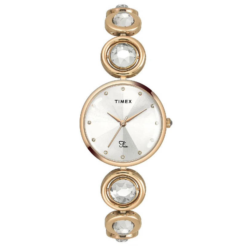 Timex Fria Women's Silver Dial Round Case 3 Hands Function Watch -TWEL16403