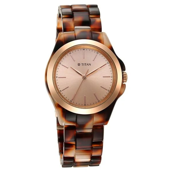 Titan Fashion Acetate Rose Gold Dial Analog Acetate Strap Watch for Women 95205kp01