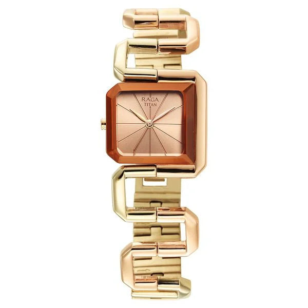 Titan Raga Delight Rose Gold Dial Women Watch With Stainless Steel Strap 95155km01