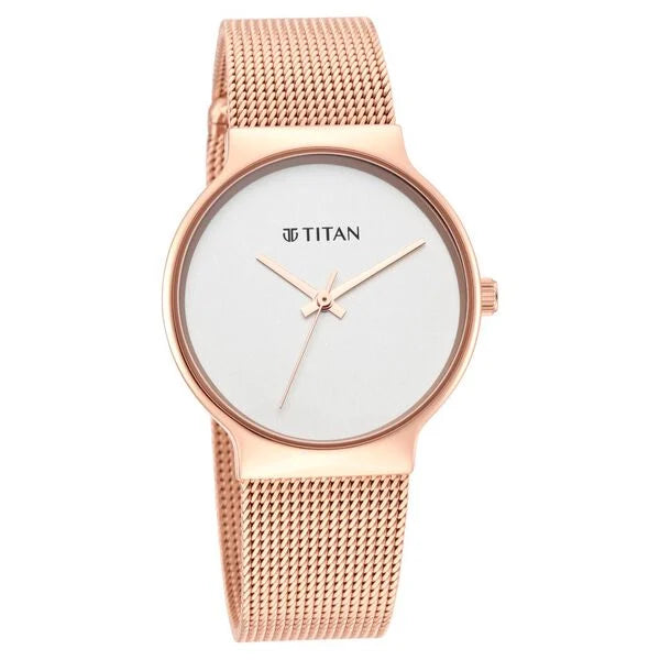 Titan Slimline Silver Dial Women Watch With Stainless Steel Strap 95141wm01