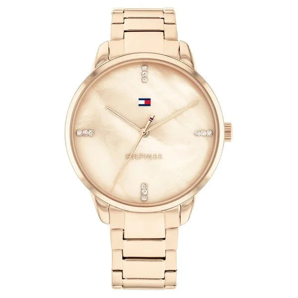 Tommy Hilfiger Quartz Analog Golden Dial Stainless Steel Strap Watch for Women th1782545