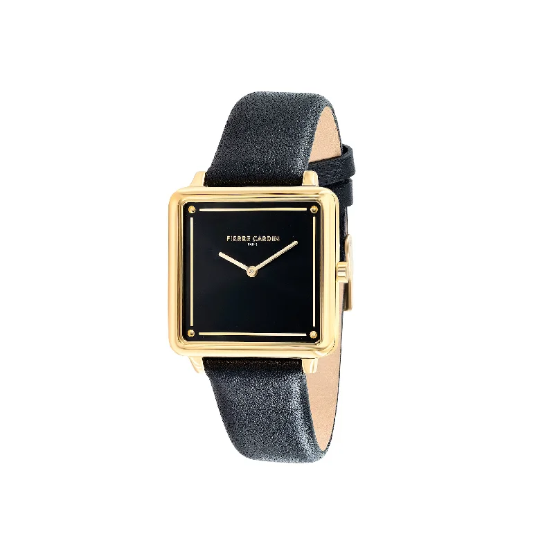 Vendôme Gold Watch with Black Leather Strap