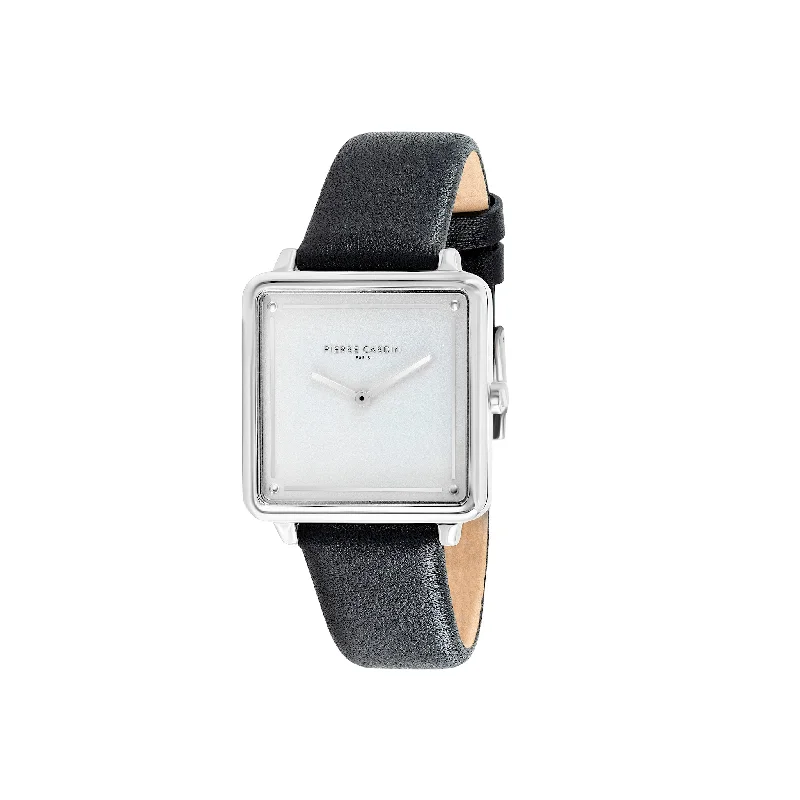 Vendôme Silver Watch with Black Leather Strap